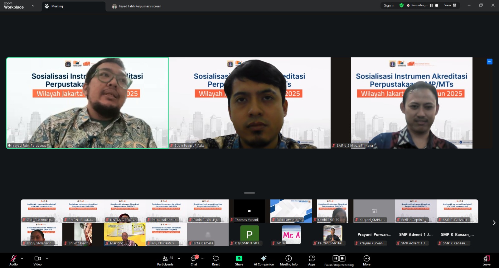 Sosialisasi Instrumen Akreditasi Perpustakaan SMP/MTs Wilayah Jakarta Pusat Tahun 2025